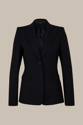 Blazer en laine vierge stretch, en bleu marine