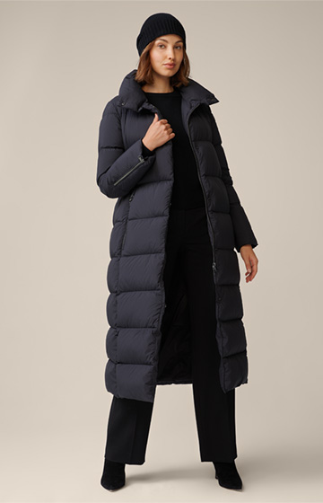 Long Quilted Coat in Black