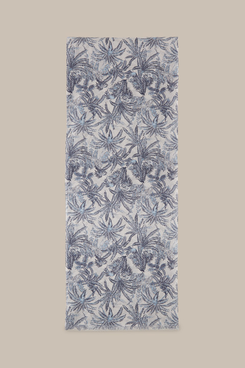 Print-Schal aus Baumwolle in Ecru-Navy gemustert