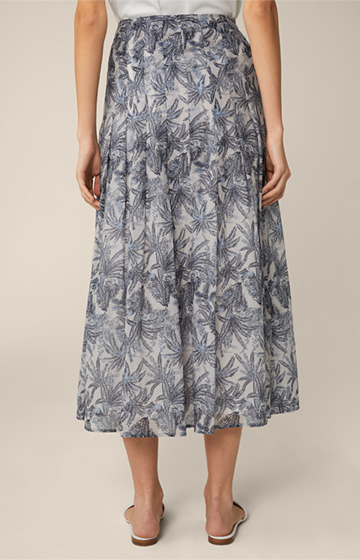 Cotton Batiste Maxi Skirt in a Navy/Ecru Pattern