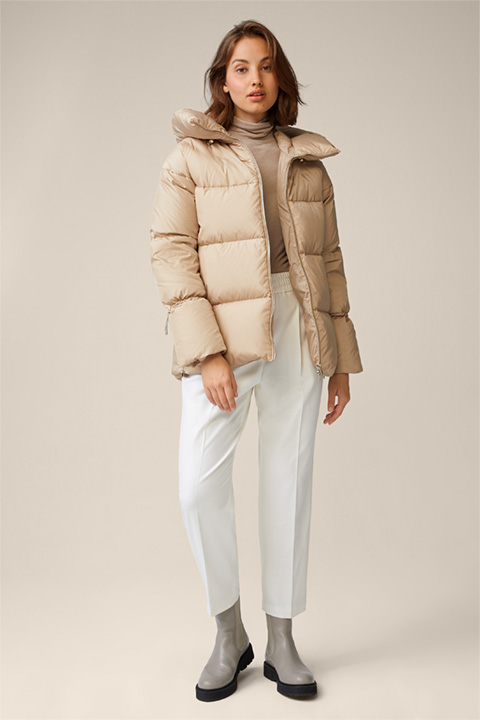 Down Quilted Jacket in Beige