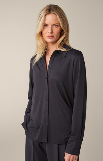 Tencel Jersey Shirt-style Blouse in Anthracite