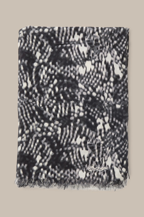 Schal aus Modal in Schwarz-Ecru gemustert