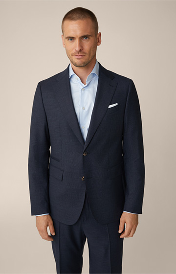 Sono Bene Virgin Wool Suit with Stretch in a Navy Pattern