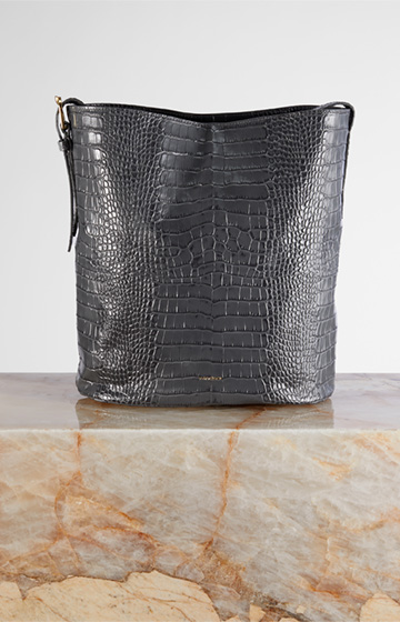 Bucket-Bag aus Nappaleder in Anthrazit