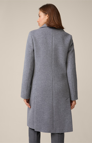 Virgin Wool Caban Coat with Cashmere in Grey