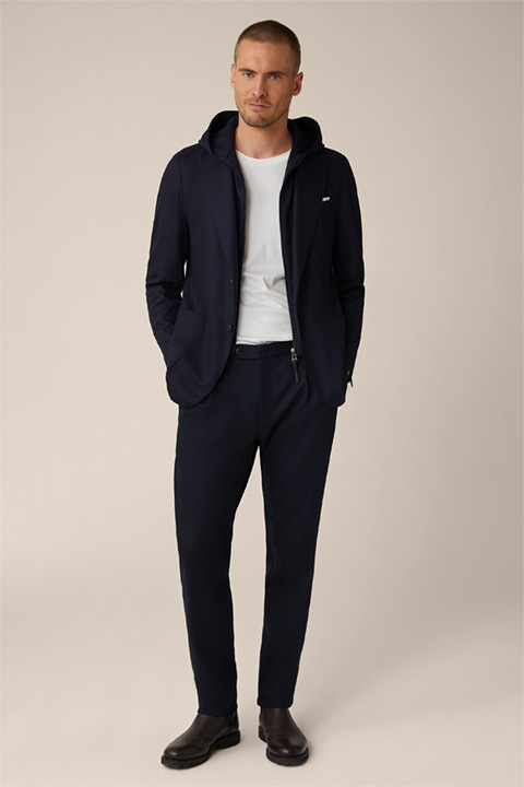 Gilo Wool Blend Jacket with Hooded Inlay in Navy