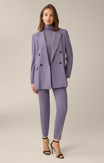 Tencel Wool Stretch Roll Neck Shirt in Mauve