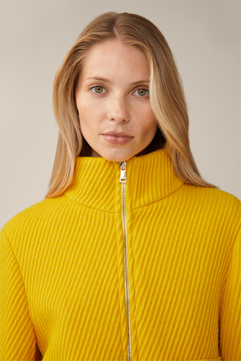 Textured Virgin Wool Blend Cape Jacket in Yellow