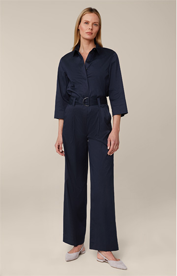 Cotton Stretch Overalls in Navy