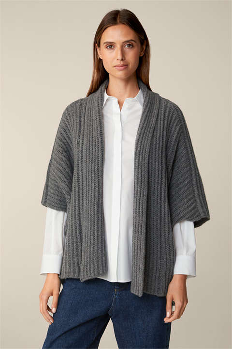Virgin Wool and Cashmere Mix Cape in Grey