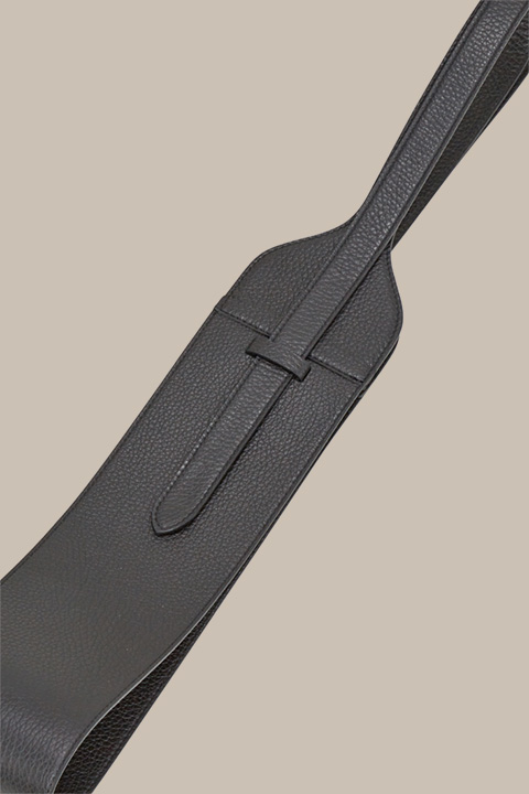 Nappa Leather Waist Belt to Tie in Black