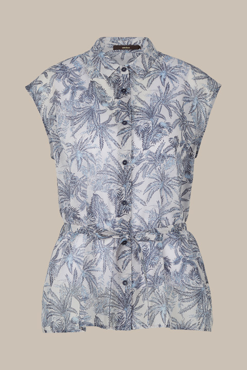 Führt zu Produktdetailseite „Baumwoll-Batist-Blusen-Top in Navy-Ecru gemustert"