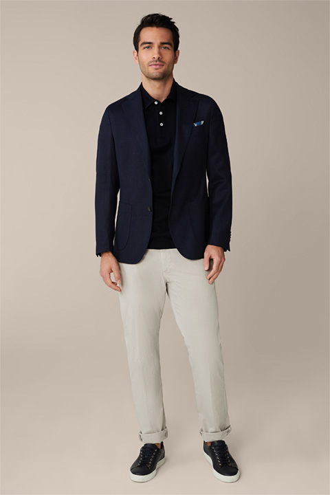 Giro Wool Blend Jacket with Silk and Linen in Navy