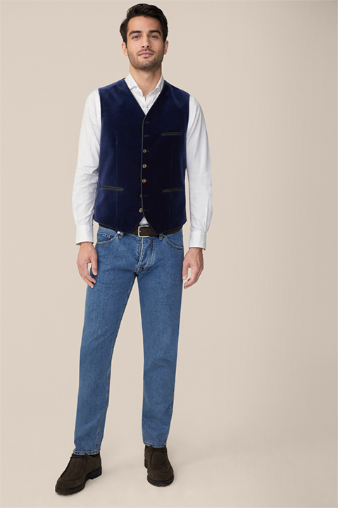 Gilet d’inspiration traditionnelle Isar, bleu moyen