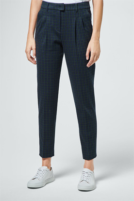 Bundfaltenhose in Navy-Grün