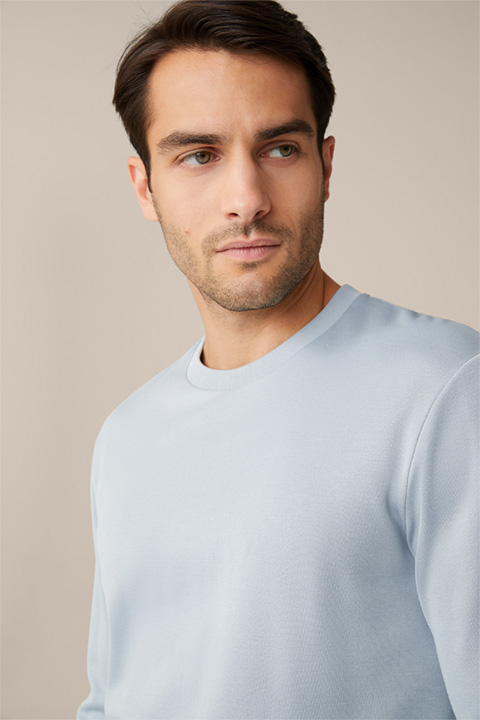 T-shirt en coton à manches longues, en gris-bleu