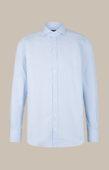 The Lano smart shirt in light blue and white stripes