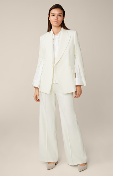 Luxury Wool Marlene Trousers in Off-white