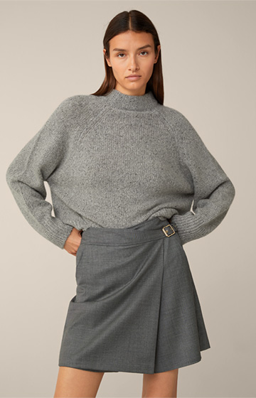 Cashmere-Pullover in Grau meliert