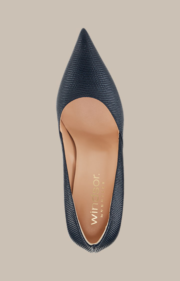 Nappa Leather Pumps with Block Heel in Blue, by Unützer