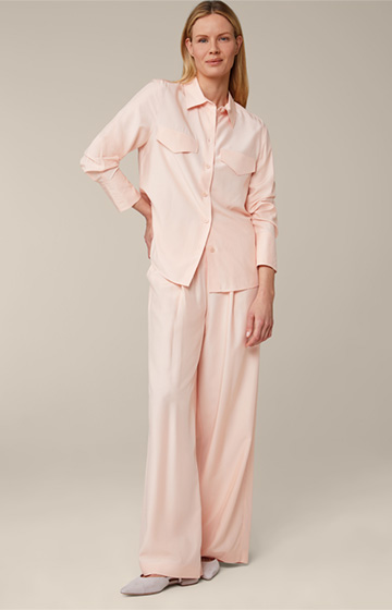 Satin Blouse made of Viscose and Silk in Peach