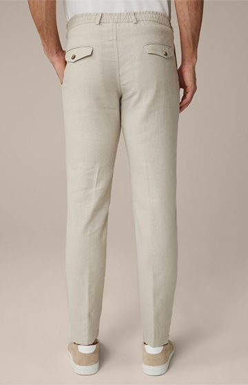 Floro Linen Mix Modular Trousers in Beige