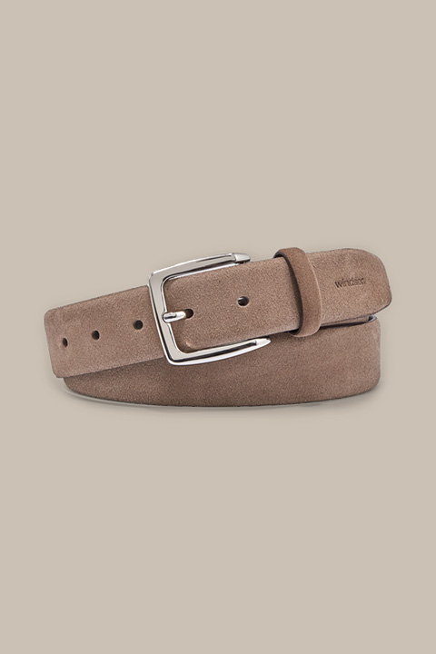 Velvety suede belt in taupe