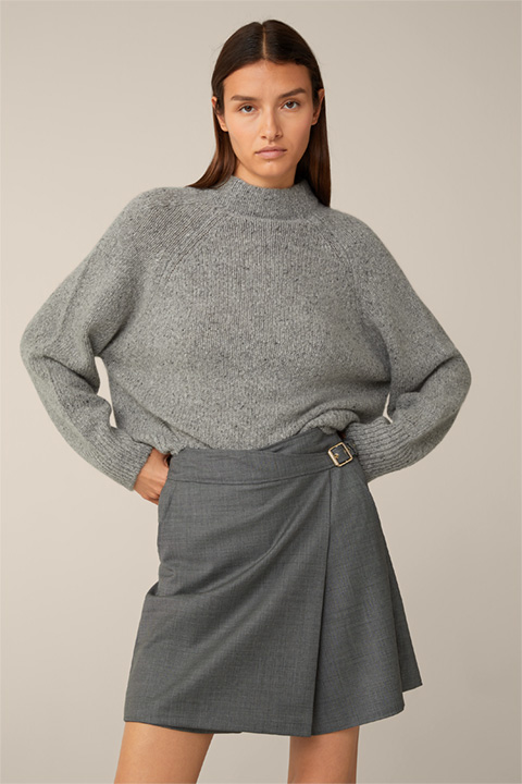 Cashmere-Pullover in Grau meliert