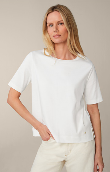 Baumwoll-Interlock-T-Shirt in Weiß