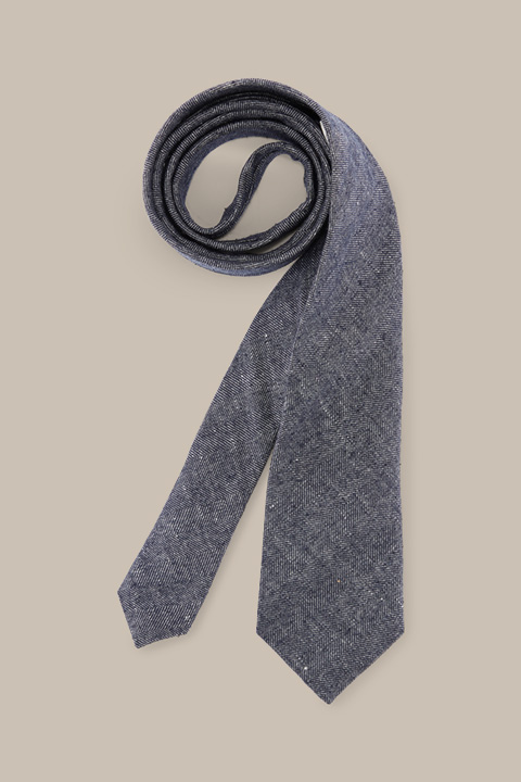 Silk Tie with Linen in Denim Blue