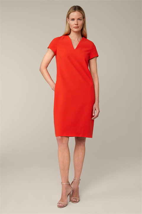 Crêpe-Kleid mit V-Ausschnitt in Rot