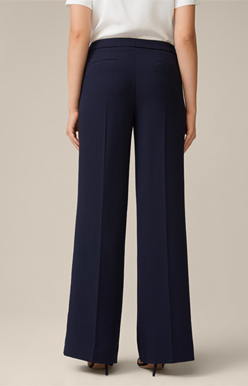 Double-Wollcrêpe-Palazzo-Hose in Navy