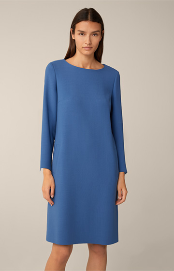 Wool Crêpe Dress in Blue