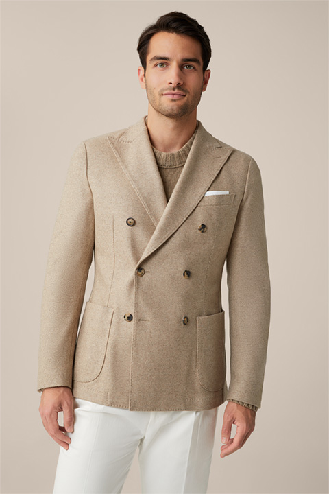 Satino Modular Double-breasted Jacket in Beige