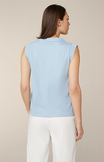 T-shirt en coton interlock, en bleu