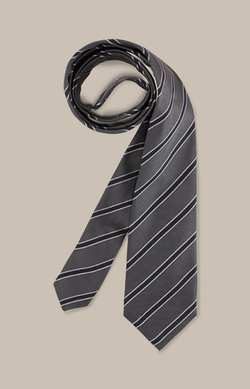 Cravate en soie bleu marine à rayures