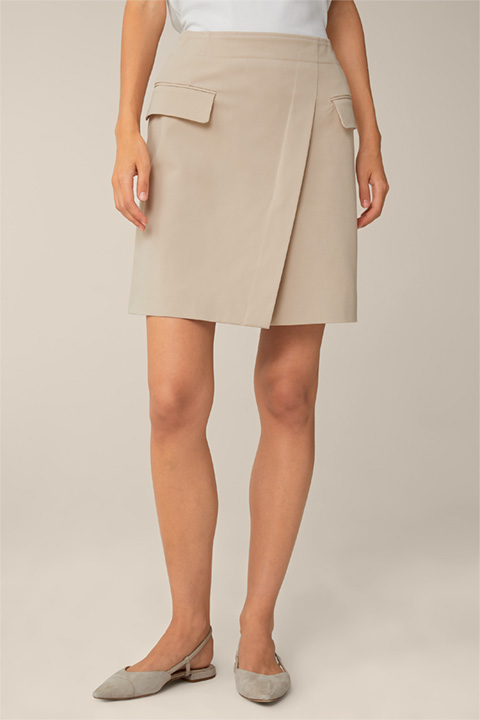 Cotton Gabardine Mini Skirt in Beige