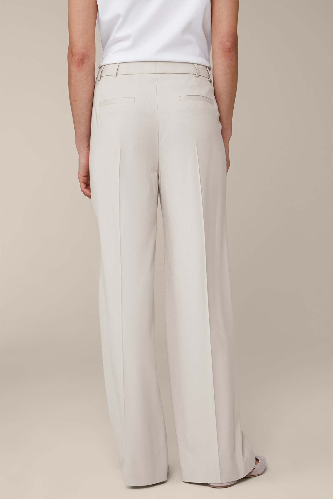 Marlene Trousers with Viscose and Wool in Light Beige