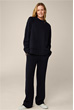 Tencel and Cotton Blend Pullover with Stand-up Collar in Navy