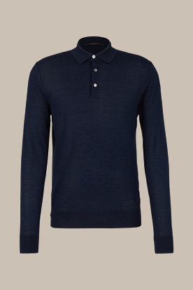 Nando Knitwear Polo with Silk and Cashmere in Navy