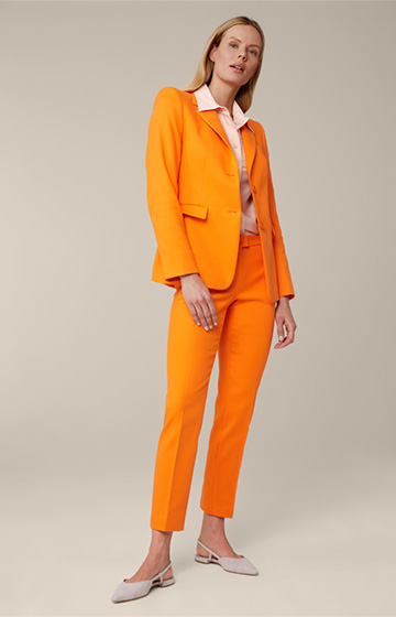 Baumwollstretch-Blazer in Panamabindung in Orange