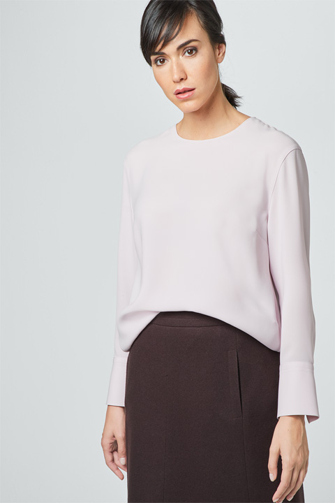 Crêpe-Bluse in Rosé