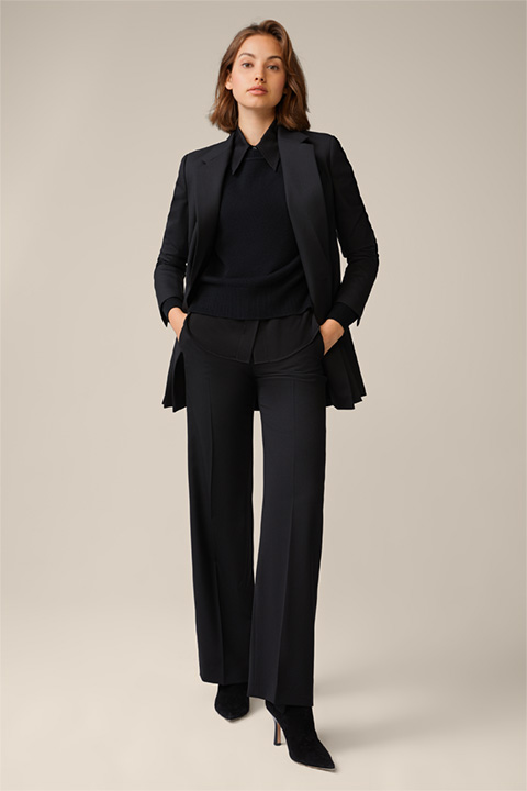 Virgin Wool Marlene Trousers in Black