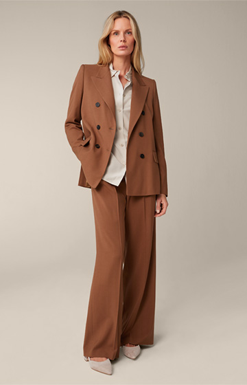 Marlene Trousers with Viscose and Wool in Caramel