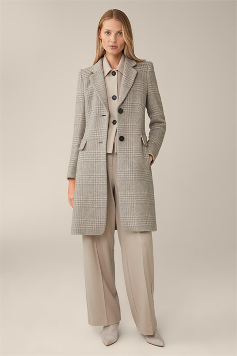 Wool Mix Blazer Coat in a Beige Pattern