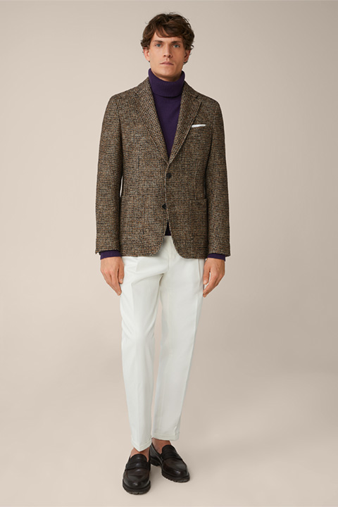 Giro virgin wool blend jacket in a light beige, black and off-white pattern