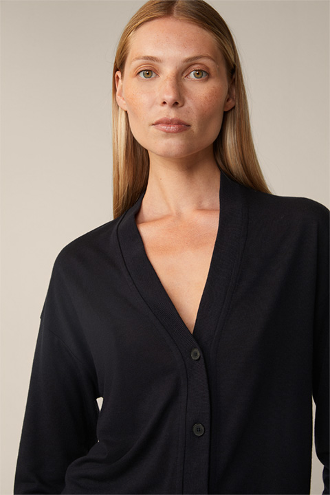 Tencel-Wollmix-Cardigan in Navy