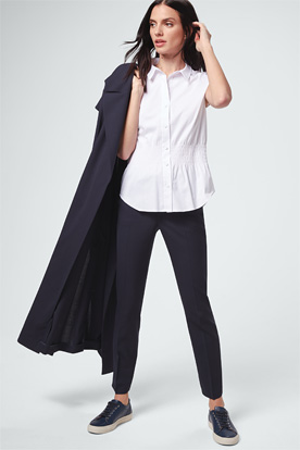 Baumwollstretch-Hemdbluse in Weiß