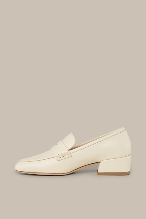 Lamb Nappa Leather Loafers by Unützer in Beige